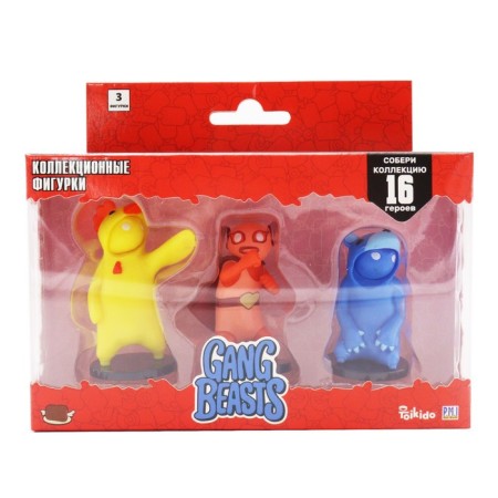 Set of Gang Beasts figures, with a red hero in a cloak, 3 pcs