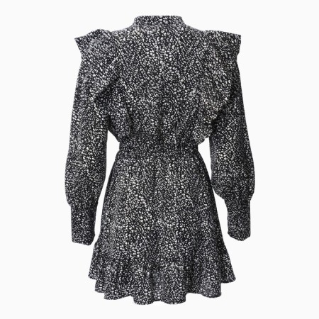 Women's dress with ruffles mist, size 42, black-9