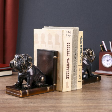 Black bulldogs books with gold set 2 pieces 14x15.5x9 cm-1