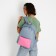 School textile school with a colored pocket, 30x39x12 cm, gray/pink color