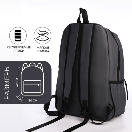 Youth backpack from textiles on lightning, waterproof, 3 pockets, color gray color-1