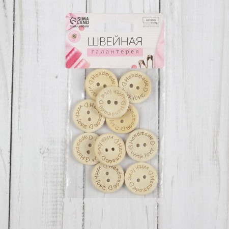 A set of wood straps "Hand Made with Love", 2.5 × 2.5 cm, 10 pcs-5