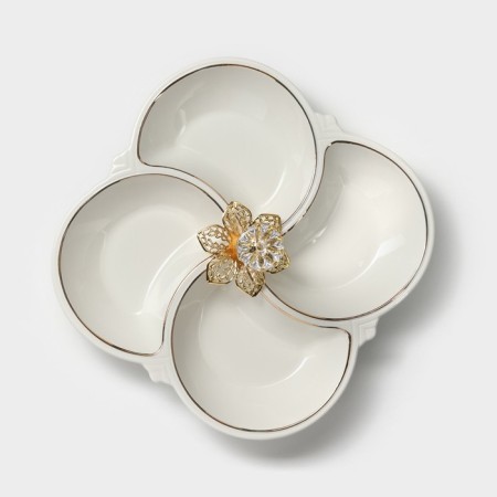 Menzhitsa ceramic 4 cells "Bohemia", 21 × 3.3 cm, white color-3