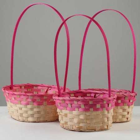 Camping set, 27x21x10/38 cm, 24x19x10/36 cm, 22x18x10/34 cm, 3 pcs, pink, bamboo