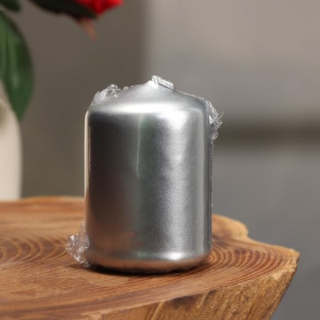 Candle - cylinder, 4x6 cm, 9 hours, silver-2