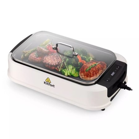Electric grill KitFort KT-1685, 1500 W, anti-stick coating, 38x22 cm, white-5