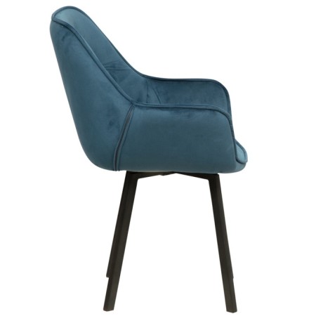 Kvinta chair, velor tenerife ocean / Black metal-2