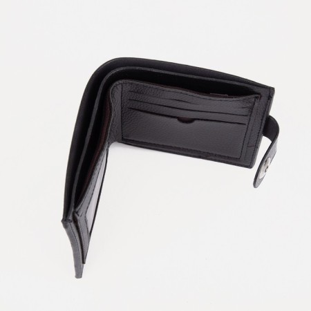 Male purse for magnet, department for bills, for maps, for coins, black color-3