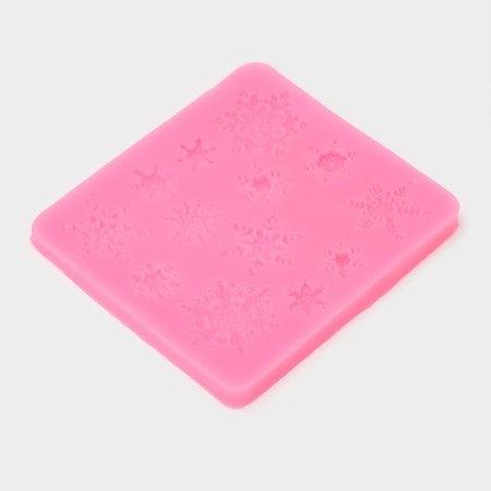 Mold "Snowflakes", silicone, 8.6 × 8.6 cm, pink color-2
