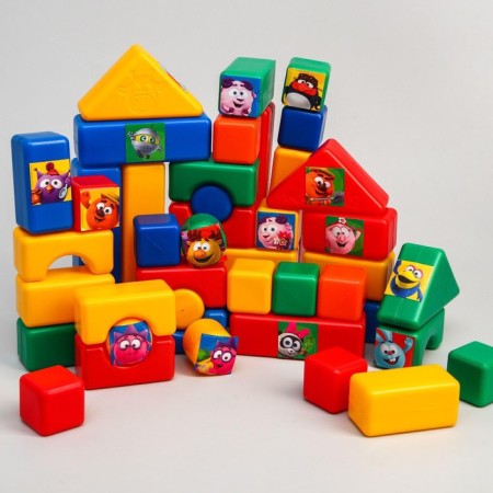A set of colored cubes, "Smeshariki", 60 elements, a cube of 4 x 4 cm-1