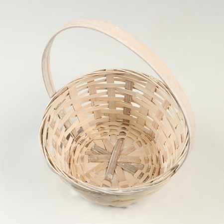 Wicker basket, D19 x 9.5 x 32 cm, white, bamboo-2