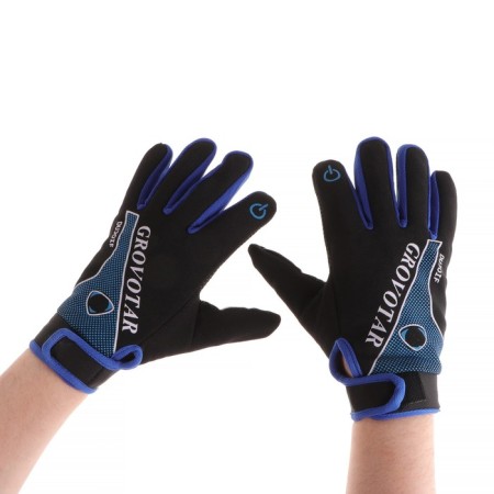 Motorcycle gloves, off-season, single-sized, black and blue