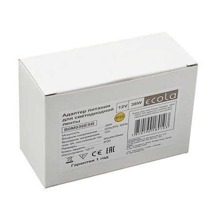 ECOLA power supply for 12 V LED tape, 36 W, IP20-2