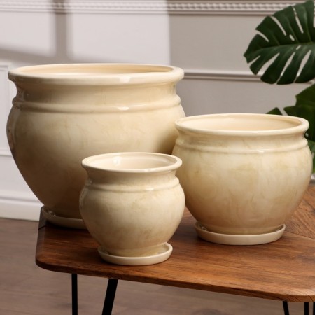 Set of pots 3pcs. "Elegant" White: 15l, 5.5l, 2l