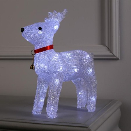 LED figure "Deer with a bell" 25 × 30 × 9 cm, acrylic, 24 LED, AAX3 batteries (not in the kit), glow white