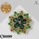 Brooch "Flower" with openwork petals, the color is rainbow green in matte gold