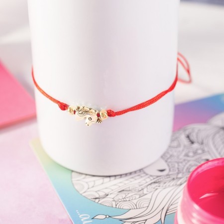 Antistress Assortment Bracelet Unicorn, red color in gold, d = 6 cm-2