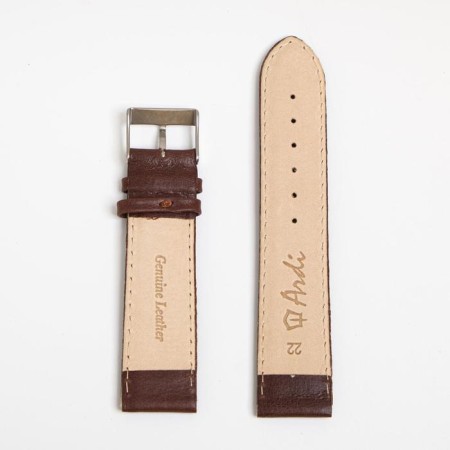 Watch strap, male, 22 mm, harness 80 mm, larynx 120 mm, genuine leather, dark brown-2