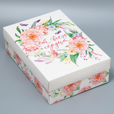 Gift folding box, packaging, "flowers", 30 x 20 x 9 cm-1