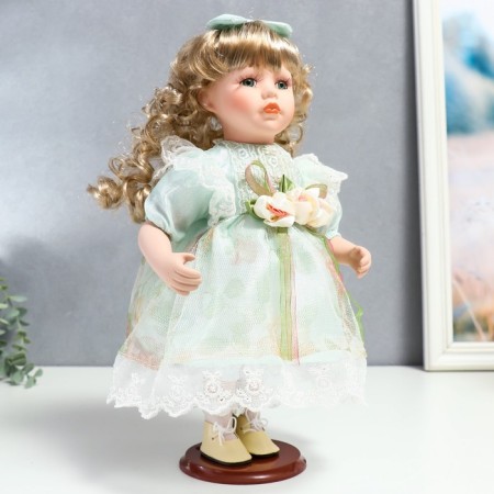 Doll Collectible Ceramics "Judith in a delicate-so-so-sole dress with flowers" 30 cm-1