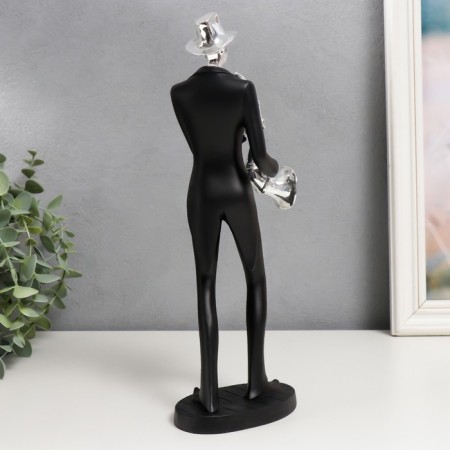 Souvenir Polystone "Saxophonist" Black with silver 30x6.5x10 cm-3