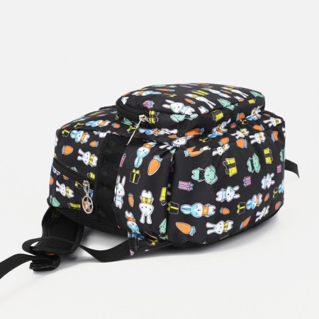 Baby backpack on lightning, external pocket, black color-4