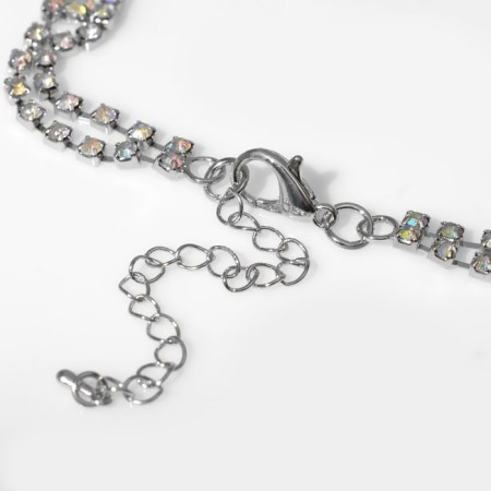Necklace "ice" grid, white color in silver, 40 cm-1