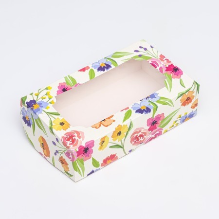 Folding box with a window for marshmallows "Field flowers", 25 x 15 x 7 cm-3