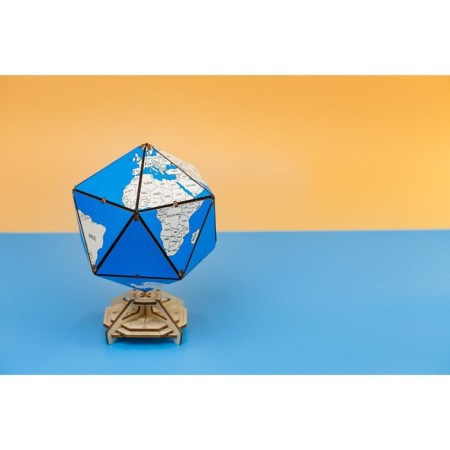 Designer Wooden 3D Ewa Globe Icosahedron with a secret (box, safe) blue-14