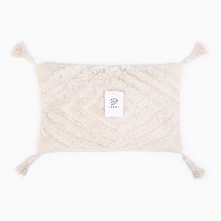 Decorative pillowcase "Ethel" boho, 30x50 cm, milk color, 100% cotton-5