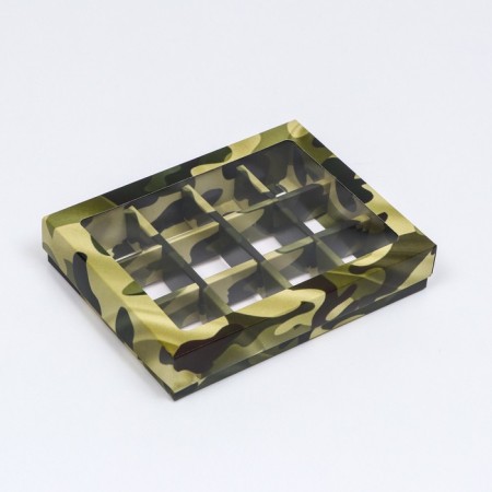 Box for sweets, 12 pcs, "camouflage", 19 x 15 x 3.6 cm-1
