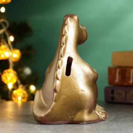 Piggy bank "Dragon with gold" bronze with gold, 14cm-2