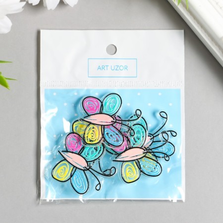 Decor for the work of acrylic "Children's drawing. Transparent butterfly" 3.4x3.2 cm-2