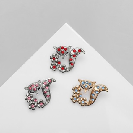 Brooch "Fox" in flowers (indivisible packing 12 pcs., Price per pc.), Mix color-1