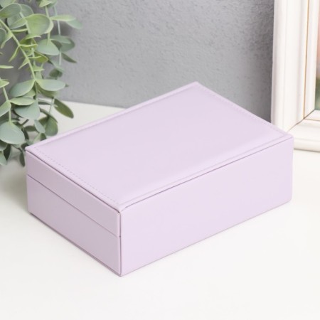 Casket to the leatherette for jewelry "Matte surface. Rectangular" Lilac 16x11.5x5.5 cm-4