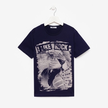 T-shirt for a boy, blue color, height 134-140 cm