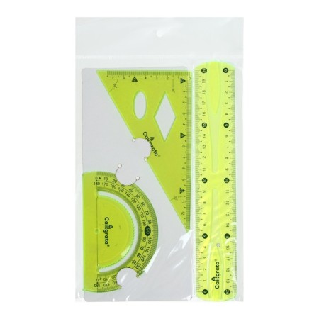 The set of geometric, silicone, flexible: ruler 20 cm, square, transporter, mix-2