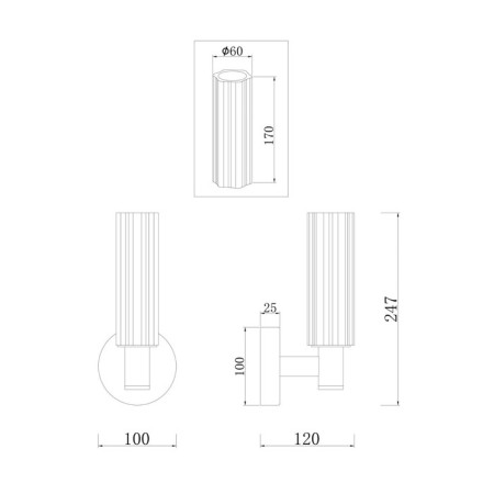 Wall lamp 40W, 1HE14, 24.7x10 cm, brass-7
