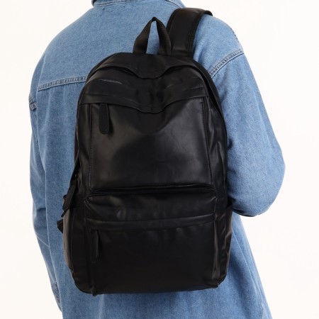 Male backpack of artificial leather with lightning, black color-6