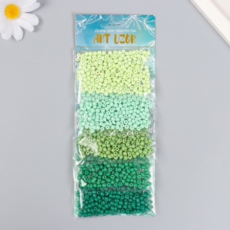 Round beads 6/0 "Green Palette" 5 colors x 20 g 20x8x0.7 cm-2
