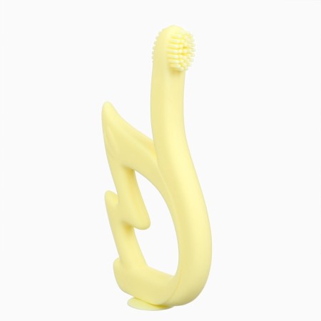Silicone teething for teeth "Swan", brush, on suction cup, yellow color, crumb I-1
