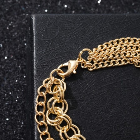 Bracelet Metal "Chain" heart voluminous, color gold, 18 cm-1