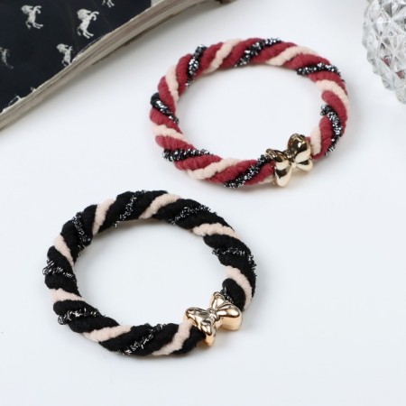 Hair elastic band "Mahrushka elite bow" stripes, 5 cm, mix-1