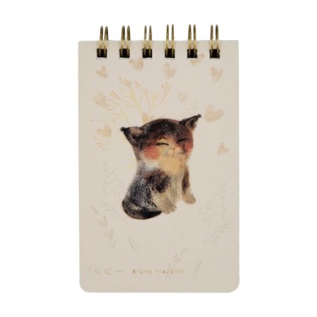 Notepad A6-, 100 sheets in the line on the crest, "cute cat", cardboard cover, hard substrate, matte lamination, Soft Touch, Foil Gold, Block 70 g/m2