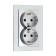 Two -seat Tot Glossy Glass, 16 A, hidden, with salary, glass, silver