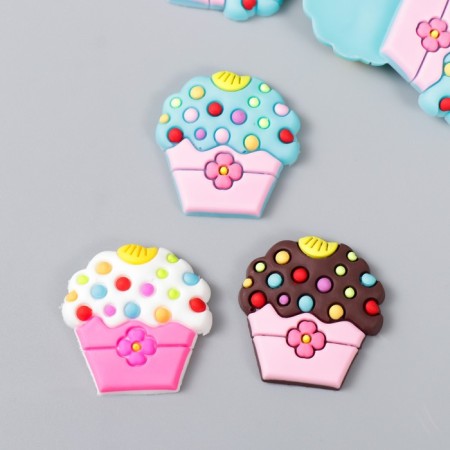 Decor for creativity rubber "Cupcakes with sprinkling" set of 15 pcs MIX 3x3 cm