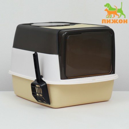 Closed transparent toilet 51 x 34 x 37 cm, yellow+scoop