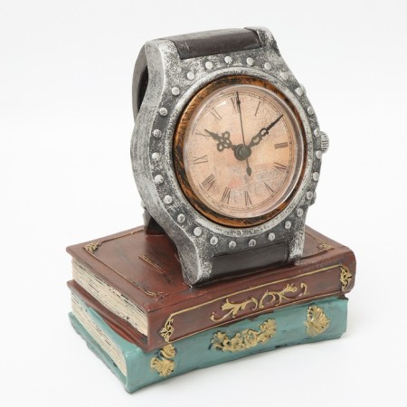 Table Figure Clock "Atlas", discrete move, dial d-7 cm, 17 x 21 cm, aa-1