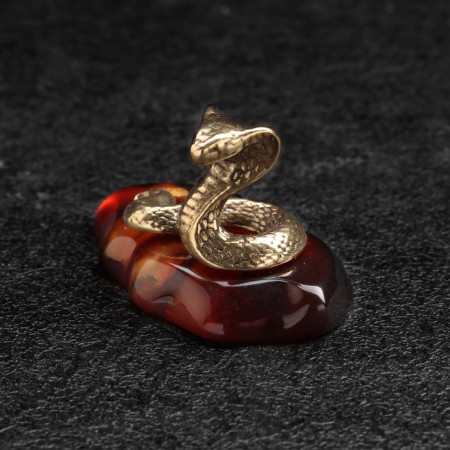 Souvenir "Snake of Cobra", small, brass, amber-1