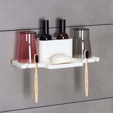 Holder for toothbrushes wall, with 2 glasses on Velcro, 31 × 9 × 14 cm, white color-6